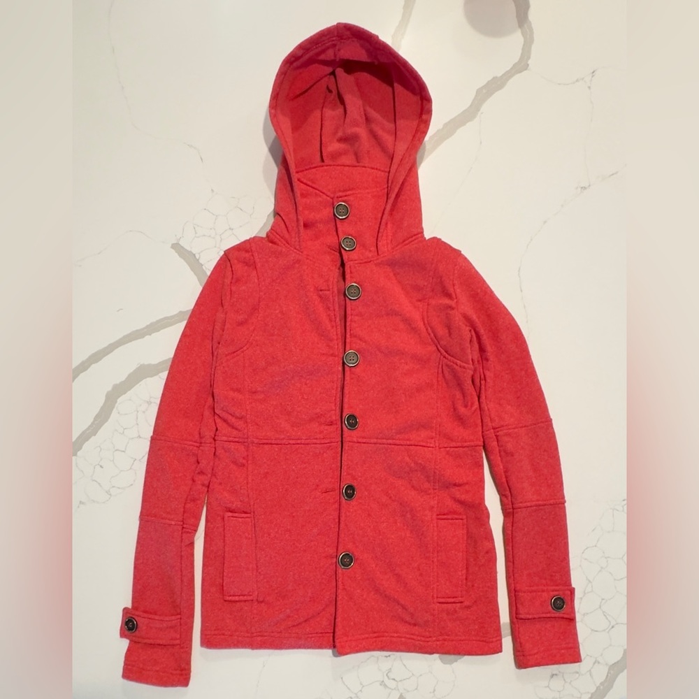 Cozy Red Hooded Button Up Jacket by Ashley by 26 International